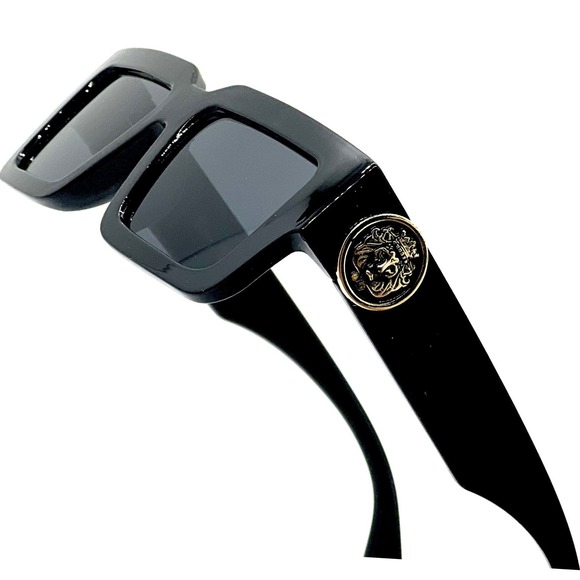 Lion Sunglasses Men's Square Dark Black Lens Cholo Gangs Rap Rapper Shades Hip‎ - Picture 1 of 6